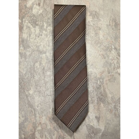 Canali Men's Diagonal Stripe Wool / Silk Necktie in Tan/Gray